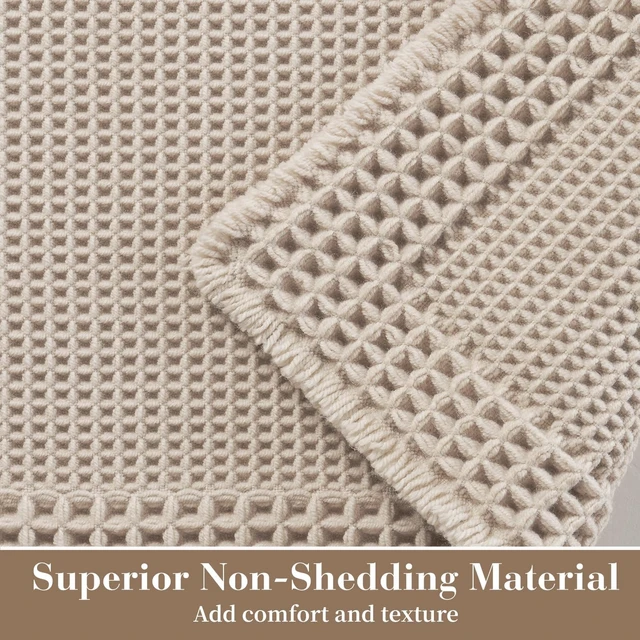 Alt view image 2 of 6 - Non-Slip Waffle Texture Bathroom Floor Mat Soft Absorbent Rug
