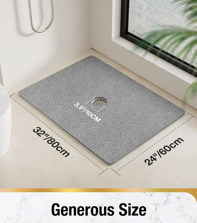 Alt view image 2 of 7 - Anti-Slip Bath Mat with Central Drainage Hole