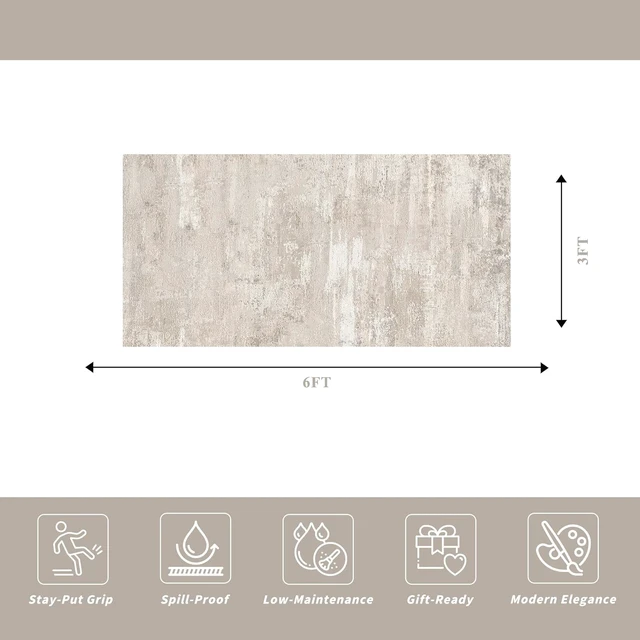 Alt view image 4 of 7 - Modern Abstract Kitchen Runner Rug - Washable Low Pile Indoor Carpet with Non-Slip Rubber Backing for Hallway Bedroom Laundry Dining Room Bathroom Entryway Home Decor Mat