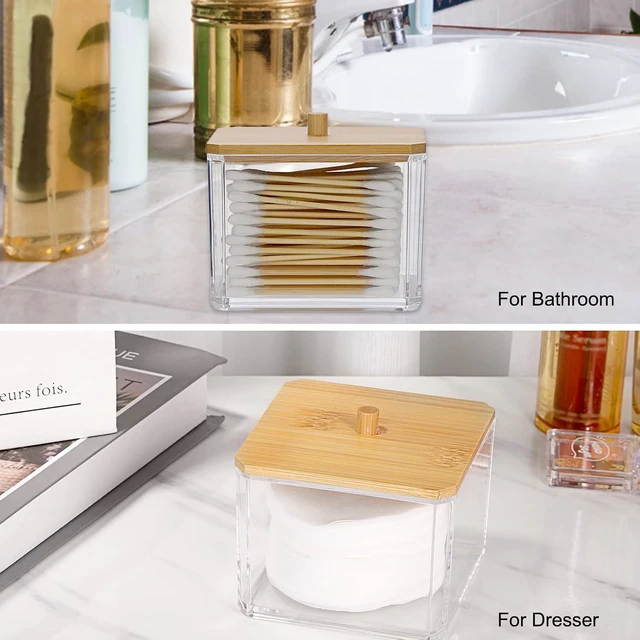 Alt view image 2 of 7 - Clear Acrylic Cotton Swab Dispenser with Cover for Bathroom Storage