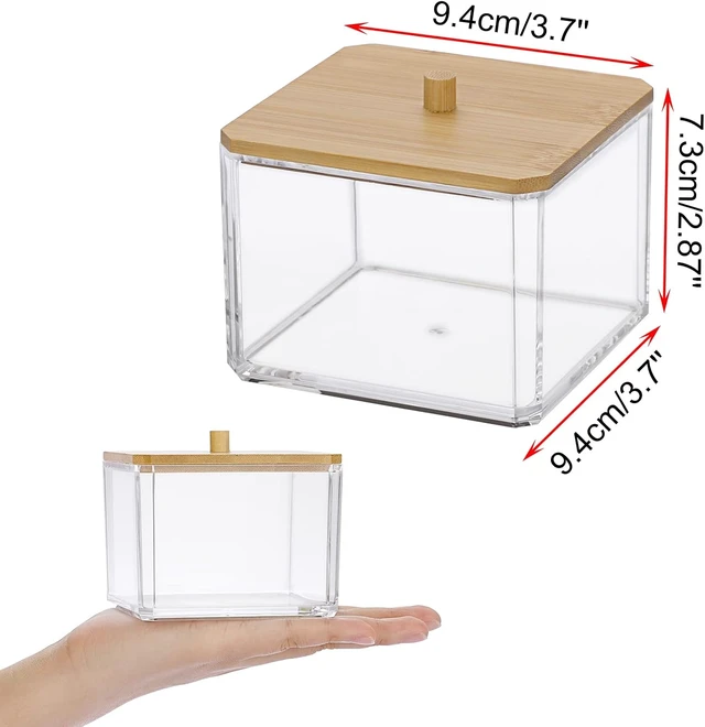 Alt view image 3 of 7 - Clear Acrylic Cotton Swab Dispenser with Cover for Bathroom Storage