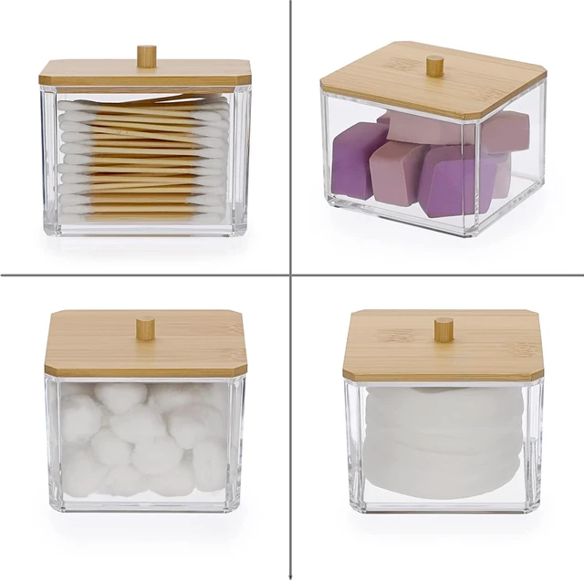 Alt view image 5 of 7 - Clear Acrylic Cotton Swab Dispenser with Cover for Bathroom Storage