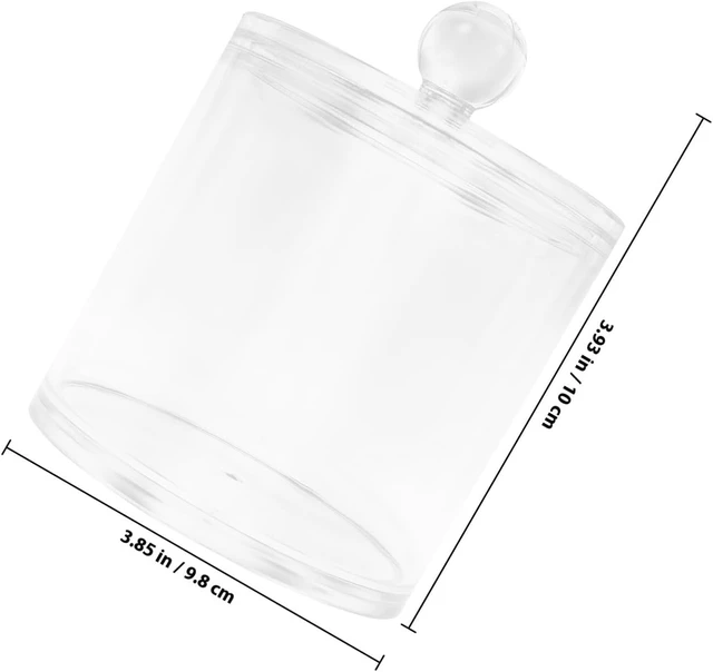 Alt view image 2 of 7 - Large Round Bathroom Organizer for Personal Care, Acrylic Cotton Swab Holder & Pad Storage Box with Lid