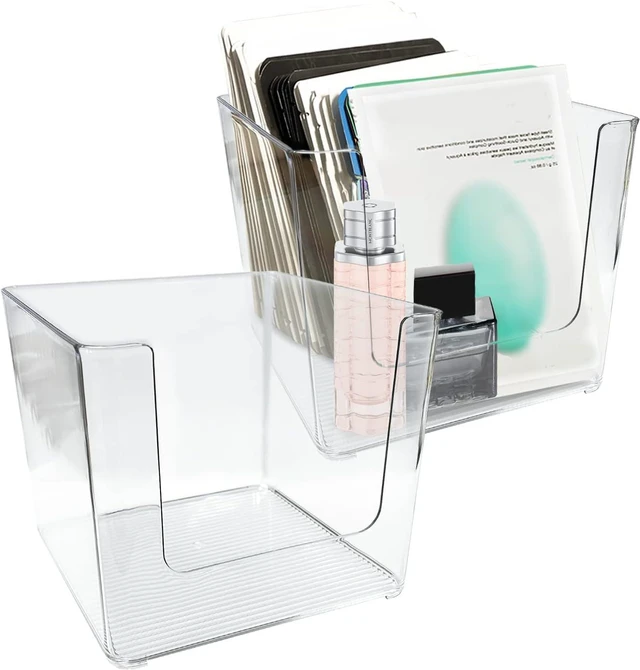 Main image of Dustproof Cosmetic Container, Makeup Tools and Sanitary Supplies, Swabs, Multi-Compartment Storage for Cotton Pads, Clear Acrylic Desktop Vanity Organizer with Lid