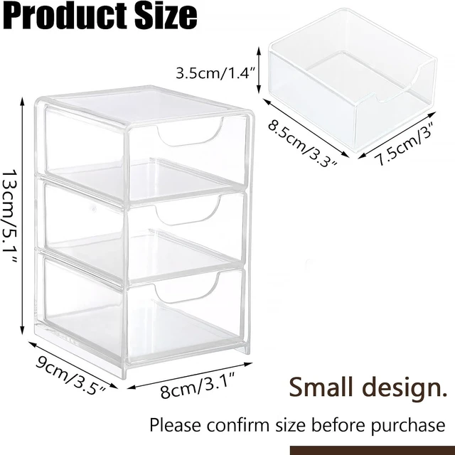 Alt view image 3 of 7 - Transparent Acrylic Vanity Organizer with Sliding Drawers for Cotton Swabs