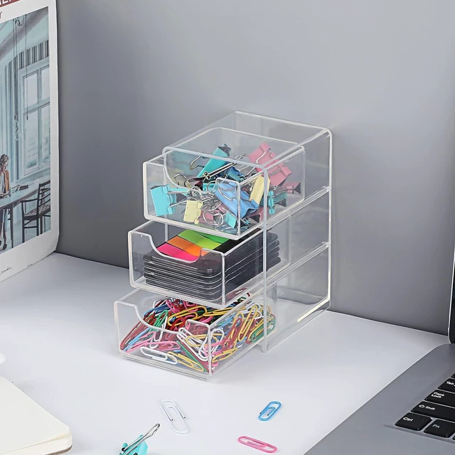 Alt view image 5 of 7 - Transparent Acrylic Vanity Organizer with Sliding Drawers for Cotton Swabs