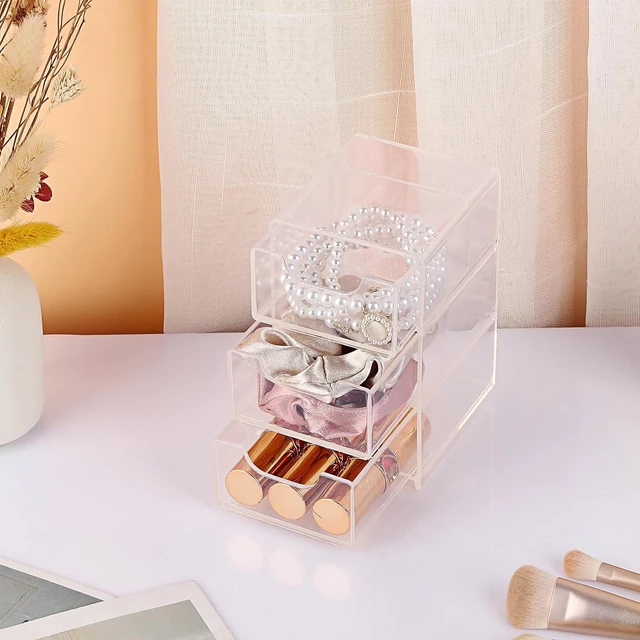 Alt view image 6 of 7 - Transparent Acrylic Vanity Organizer with Sliding Drawers for Cotton Swabs