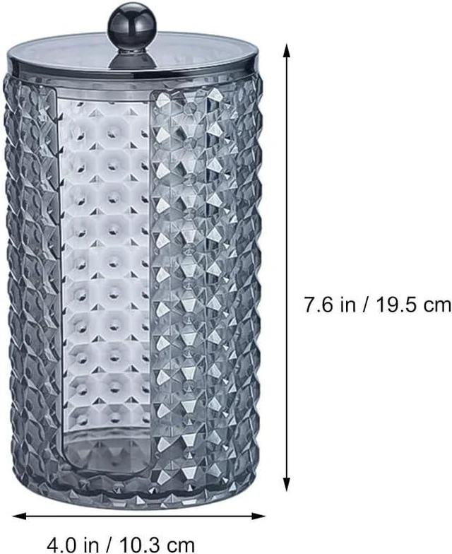 Main image of Makeup Brushes & Feminine Hygiene Items, Swabs, Acrylic Oval Vanity Organizer with Dust Cover for Cotton Pads