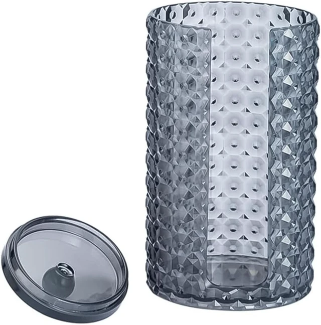 Alt view image 5 of 6 - Makeup Brushes & Feminine Hygiene Items, Swabs, Acrylic Oval Vanity Organizer with Dust Cover for Cotton Pads