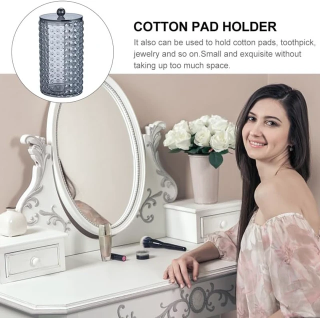 Alt view image 4 of 6 - Makeup Brushes & Feminine Hygiene Items, Swabs, Acrylic Oval Vanity Organizer with Dust Cover for Cotton Pads