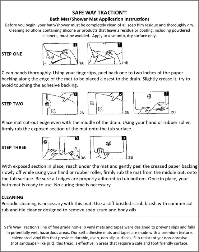 Alt view image 4 of 4 - White Adhesive Vinyl Non-Slip Safety Bath Mat with Drain Cut Out