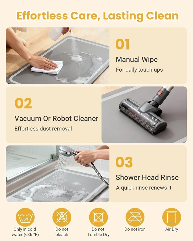 Alt view image 4 of 7 - Gray Bath Room Runner Decor, Non Slip Washable Stone Bath Mat Alternative, Super Absorbent Quick Dry Bathroom Rug, Soft Diatomaceous Earth Bath Mat