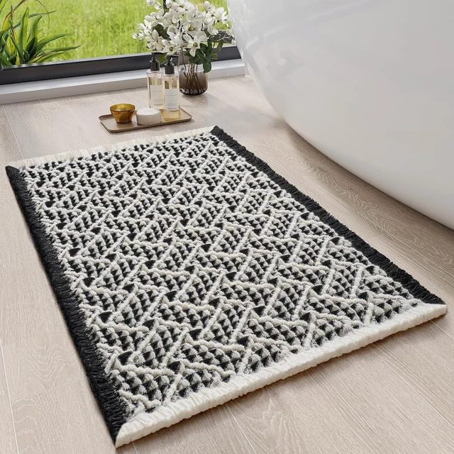 Main image of Extra Soft Boho Bathroom Rugs, Waffle Bath Mat