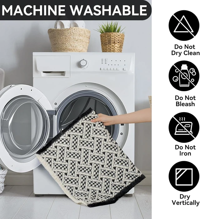 Alt view image 7 of 7 - Extra Soft Boho Bathroom Rugs, Waffle Bath Mat