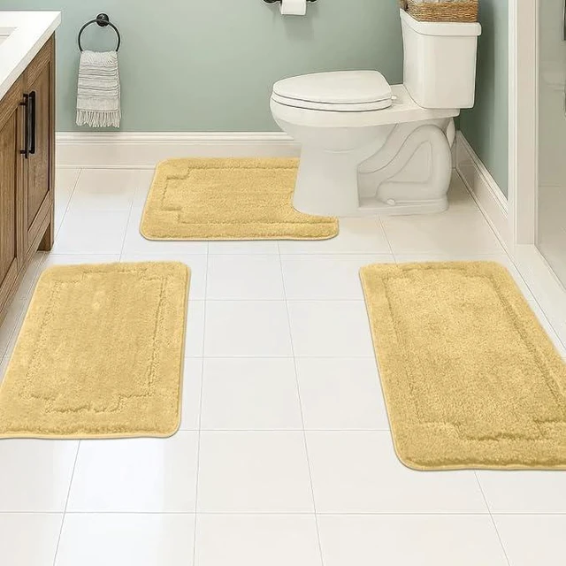 Main image of Plush Shaggy Bathroom Rug Non-Slip Absorbent Soft Bath Mat Machine Washable