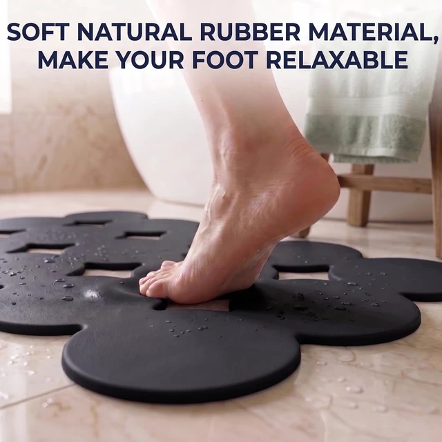 Alt view image 4 of 7 - Patented Non-Slip Natural Rubber Bath Tub Mat with Strong Suction Cups Soft Shower Floor Pad
