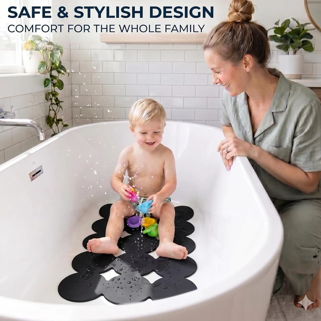Alt view image 5 of 7 - Patented Non-Slip Natural Rubber Bath Tub Mat with Strong Suction Cups Soft Shower Floor Pad