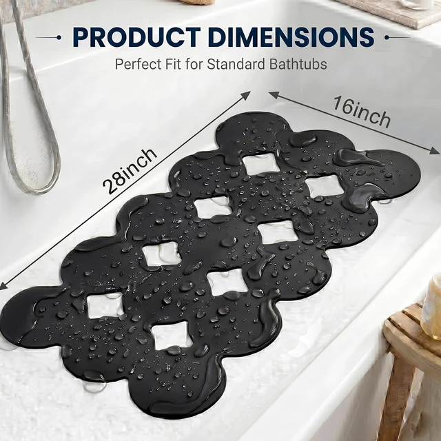 Alt view image 3 of 7 - Patented Non-Slip Natural Rubber Bath Tub Mat with Strong Suction Cups Soft Shower Floor Pad