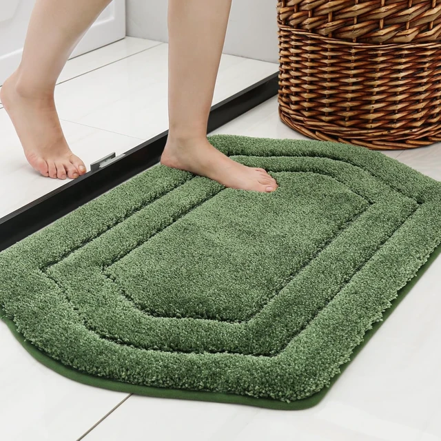 Alt view image 2 of 7 - Anti-Slip Thick Absorbent Plush Bathroom Rug Machine Washable