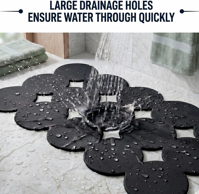 Alt view image 6 of 7 - Patented Non-Slip Natural Rubber Bath Tub Mat with Strong Suction Cups Soft Shower Floor Pad
