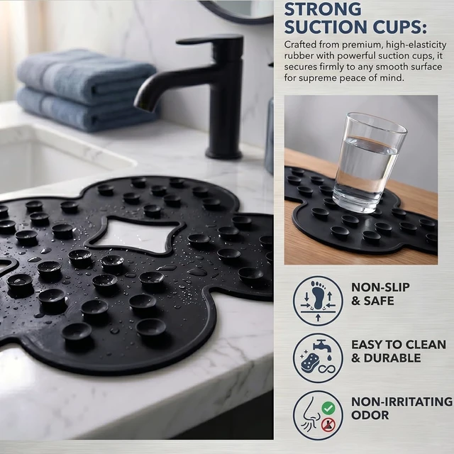 Alt view image 7 of 7 - Patented Non-Slip Natural Rubber Bath Tub Mat with Strong Suction Cups Soft Shower Floor Pad