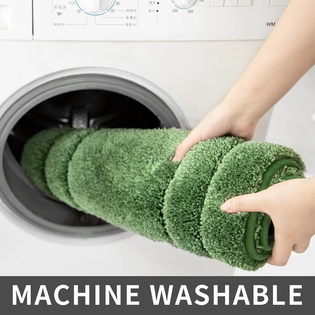 Alt view image 7 of 7 - Anti-Slip Thick Absorbent Plush Bathroom Rug Machine Washable