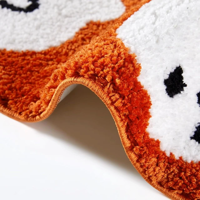 Alt view image 5 of 7 - Adorable Orange Ghost Bathroom Rug Anti-Slip Machine Washable Spooky Funny Halloween Floor Mat Soft Shaggy Microfiber Scary Spirit Autumn Shower Absorbent Decor