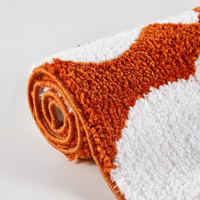 Alt view image 6 of 7 - Adorable Orange Ghost Bathroom Rug Anti-Slip Machine Washable Spooky Funny Halloween Floor Mat Soft Shaggy Microfiber Scary Spirit Autumn Shower Absorbent Decor