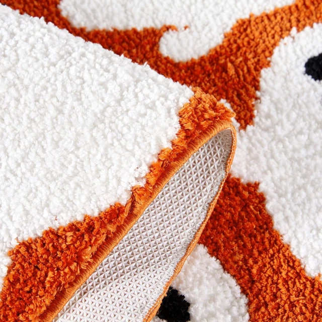 Alt view image 7 of 7 - Adorable Orange Ghost Bathroom Rug Anti-Slip Machine Washable Spooky Funny Halloween Floor Mat Soft Shaggy Microfiber Scary Spirit Autumn Shower Absorbent Decor