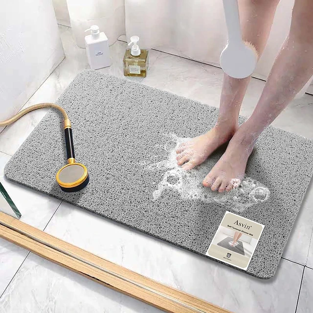 Main image of Quick Drying Phthalate Free Shower Floor Mat for Wet Areas, Soft Textured Non Slip PVC Bathroom Tub Mat with Drain Holes