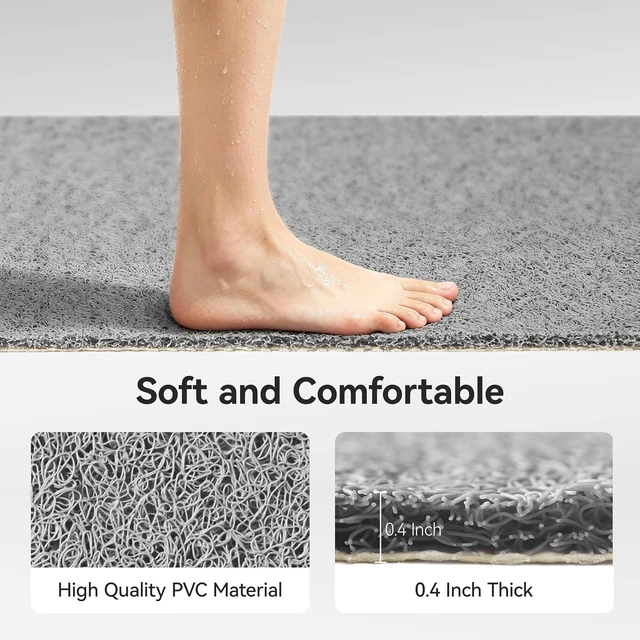 Alt view image 5 of 7 - Quick Drying Phthalate Free Shower Floor Mat for Wet Areas, Soft Textured Non Slip PVC Bathroom Tub Mat with Drain Holes