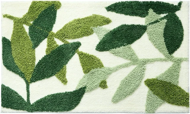 Alt view image 2 of 7 - Soft Bath Mat, Adorable Green Leaf Pattern Bathroom Rug