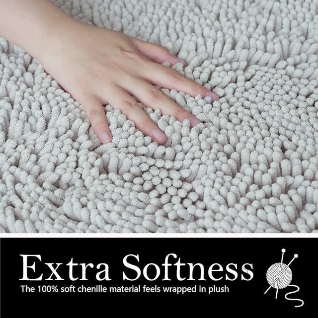 Alt view image 5 of 7 - Super Absorbent & Machine Washable for Toilet and Tub, 3-Piece Plush Shaggy Bath Mats with Non-Slip PVC Backing, Chenille Bathroom Rug Set