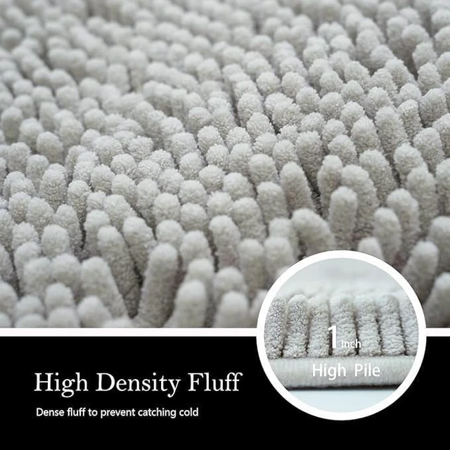 Alt view image 4 of 7 - Super Absorbent & Machine Washable for Toilet and Tub, 3-Piece Plush Shaggy Bath Mats with Non-Slip PVC Backing, Chenille Bathroom Rug Set