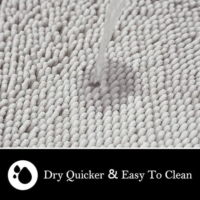 Alt view image 7 of 7 - Super Absorbent & Machine Washable for Toilet and Tub, 3-Piece Plush Shaggy Bath Mats with Non-Slip PVC Backing, Chenille Bathroom Rug Set