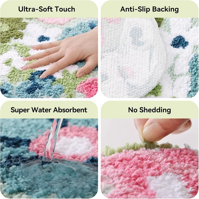 Alt view image 4 of 7 - Adorable Non-Slip Floor Mat for Bathrooms, Flower Pattern Bathroom Rug