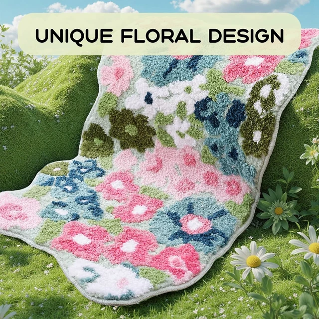 Alt view image 3 of 7 - Adorable Non-Slip Floor Mat for Bathrooms, Flower Pattern Bathroom Rug