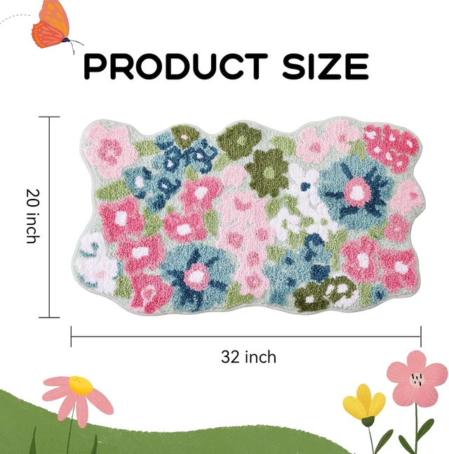 Alt view image 2 of 7 - Adorable Non-Slip Floor Mat for Bathrooms, Flower Pattern Bathroom Rug
