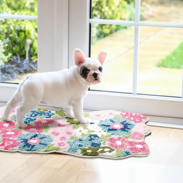 Alt view image 7 of 7 - Adorable Non-Slip Floor Mat for Bathrooms, Flower Pattern Bathroom Rug