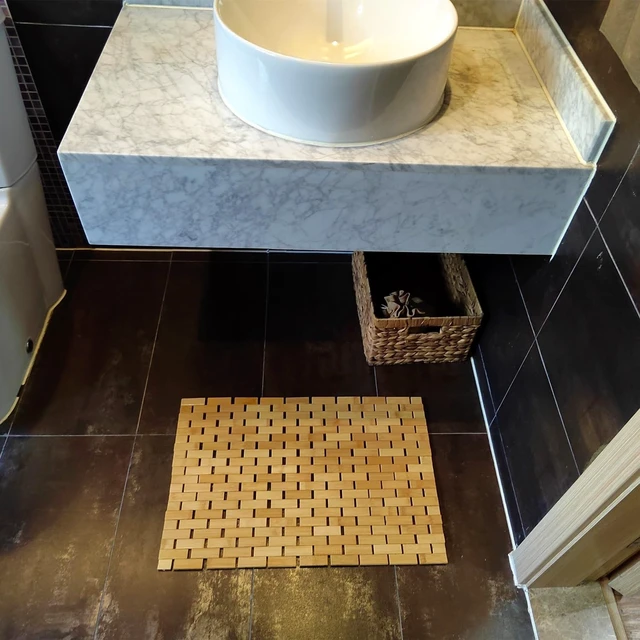 Alt view image 6 of 7 - Sauna & Hot Tub, Tub, Foldable Floor Shower Mat for Bathroom, Bamboo Rayon Bath Mat - Non-Slip