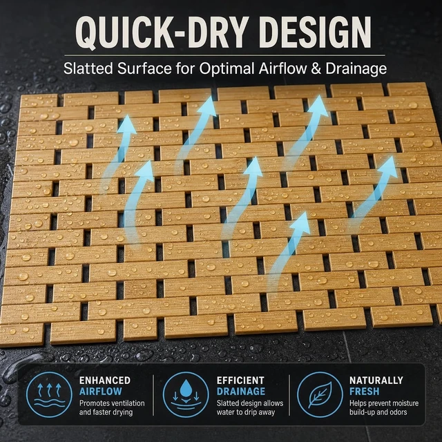 Alt view image 7 of 7 - Sauna & Hot Tub, Tub, Foldable Floor Shower Mat for Bathroom, Bamboo Rayon Bath Mat - Non-Slip