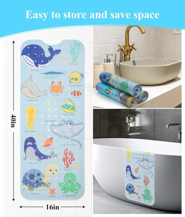 Alt view image 4 of 6 - Cute Blue Sea Animals Non Slip Bathtub Mat