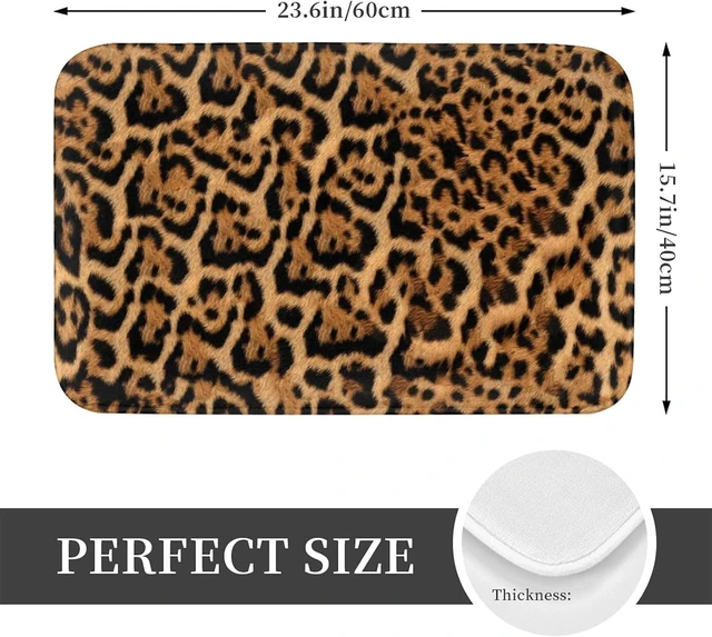 Alt view image 3 of 7 - Leopard Cheetah Print Floor Carpet for Bathroom Kitchen Bedroom Laundry Living Room Decor, Animal Skin Pattern Non-Slip Absorbent Bath Rug
