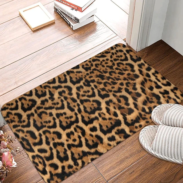 Main image of Leopard Cheetah Print Floor Carpet for Bathroom Kitchen Bedroom Laundry Living Room Decor, Animal Skin Pattern Non-Slip Absorbent Bath Rug