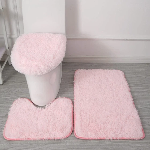 Main image of Soft Bath Mats for Tub, Includes Toilet Lid Cover and Contour Mat, Non-Slip Bathroom Rug Set