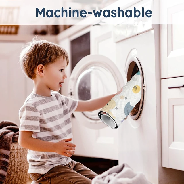 Alt view image 7 of 7 - Machine Washable Bathroom Rug for Kids, Cute Cartoon Duck Design with Drain Holes & Suction Cups, LNOND Non-Slip Toddler Bath Mat for Tub
