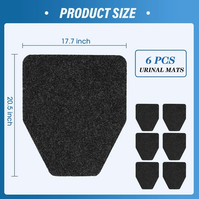 Alt view image 5 of 7 - 6Pcs Non Slip Urinal Mats for Men Bathroom Commercial Floor Pads Splash Toilet Bulk Washable Disposable Large