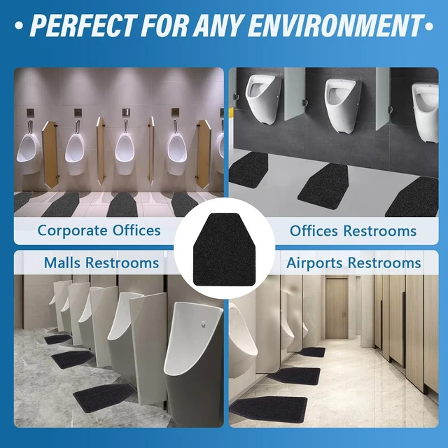 Alt view image 7 of 7 - 6Pcs Non Slip Urinal Mats for Men Bathroom Commercial Floor Pads Splash Toilet Bulk Washable Disposable Large