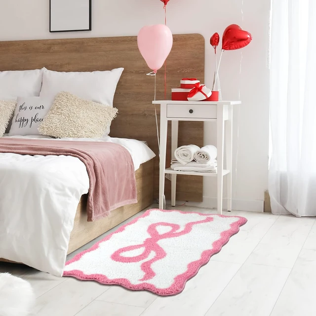 Alt view image 6 of 7 - Pink Bow Scalloped Bathroom Rug Mat