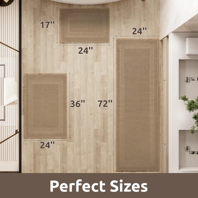 Alt view image 2 of 7 - Non-Slip Absorbent Bath Mat, Waffle Texture Bathroom Rug